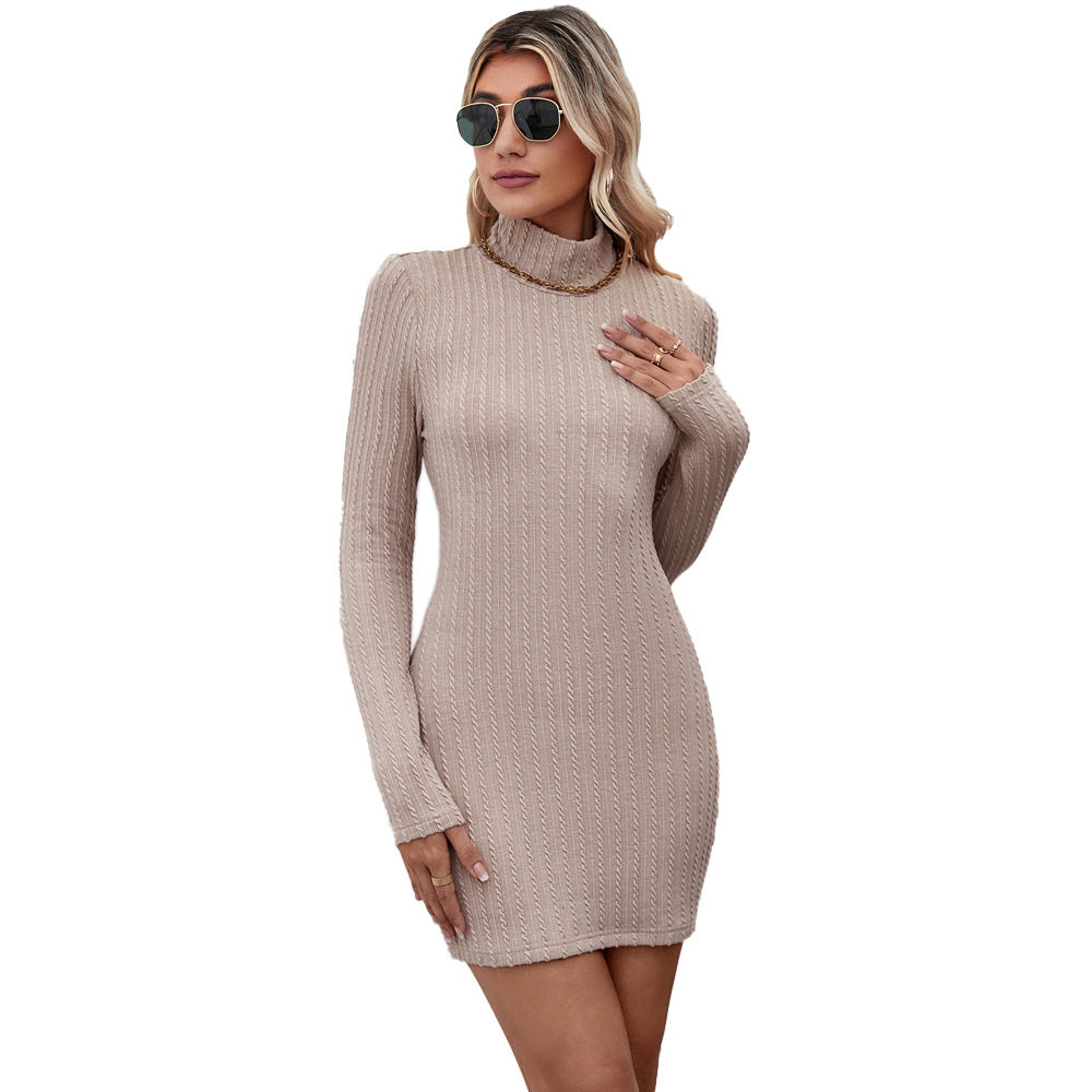 Knit High Neck Backless Dress Elegant Commuter Style Sexy Silhouette Comfortable Fabric Perfect for Spring and Summer