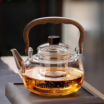 Glass Teapot for Home Use, Heat-Resistant Thickened Teapot with Handle, Suitable for Electric Ceramic Stove, Steaming and Boiling Tea Set, Water Kettle Tea Set