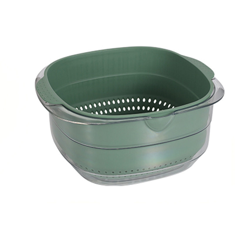Hs Douyin Popular Drain Basket Pet Plastic Practical Fall-Resistant Vegetable and Fruit Basket Transparent Draining Dust-Proof Multi-Purpose Basin