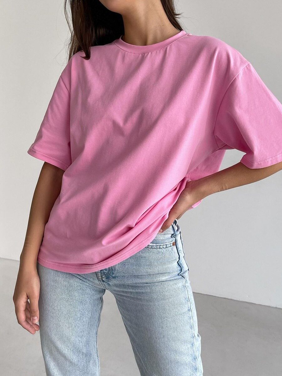 Womens 100 Cotton Solid Color T Shirt Round Neck Short Sleeve Versatile Style Spring Summer Collection Wholesale