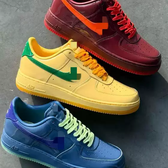 Cross-Border High Quality Putian Shoes Af1 Air Force One Sneakers Men's Patent Leather Candy Blue