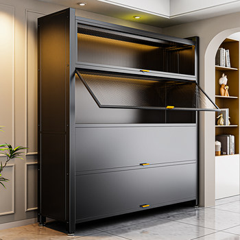 Household Storage Cabinet, Living Room Balcony Multi-Layer Floor-To-Ceiling Storage Cabinet, Wall-Mounted Large-Capacity Steel Storage Cabinet, Dust-Proof Bookcase