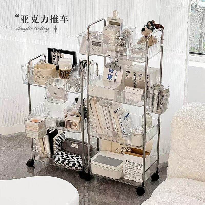 Acrylic Trolley Storage Rack for Home Living Room Multi-Layer Snack Storage Rack Bedroom Bedside Transparent Storage Rack