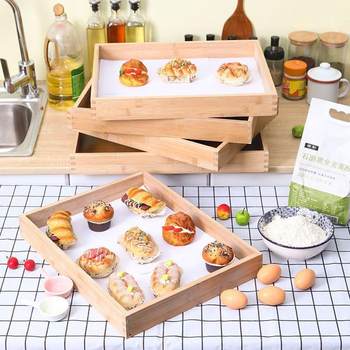 Bamboo bread tray rectangular cake dessert wooden baking tray food display storage tray