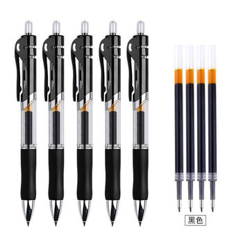 Press Gel Pen 0.5mm Refill Ballpoint Pen Signature Pen Conference Pen Black Red Blue Student Learning Office Supplies