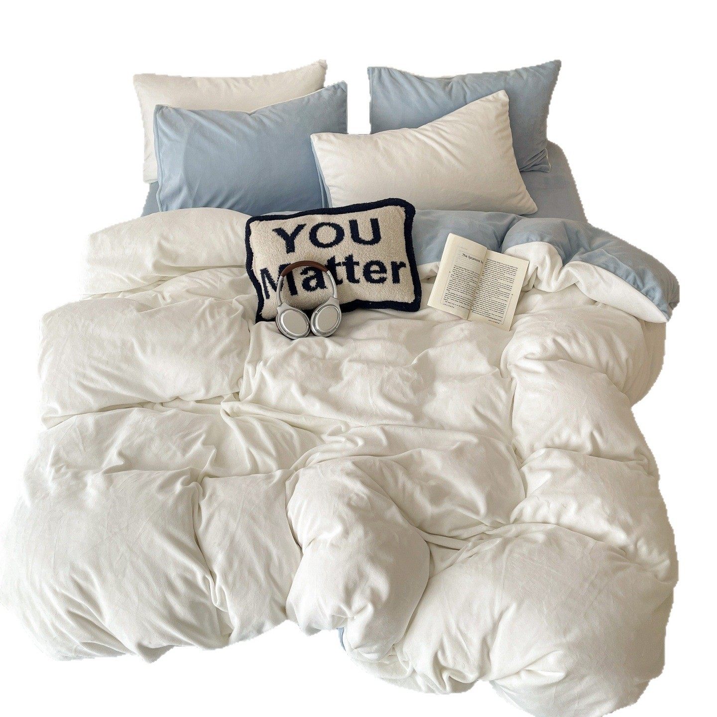 5 New Milk Velvet Four-Piece Winter Thickeneded Coral Flannel Bed Bed Sheets Quilt Cover Bed Three-Piece Fitted Bed Sheets Set 1.8