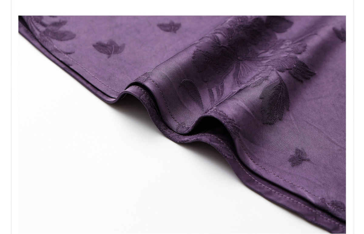 Set áo gilê và chân váy in hoa tím chất liệu sợi viscose — Áo gilê, Váy nửa