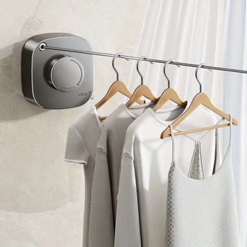 No-Drill Stainless Steel Invisible Round Clothesline for Indoor and Outdoor Use, Retractable Balcony Bathroom Drying Rack, Drying Tool