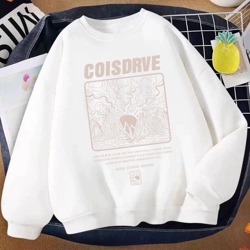 抖音网红款2024秋冬纯棉卫衣男宽松大码圆领潮牌运动男士打底上衣