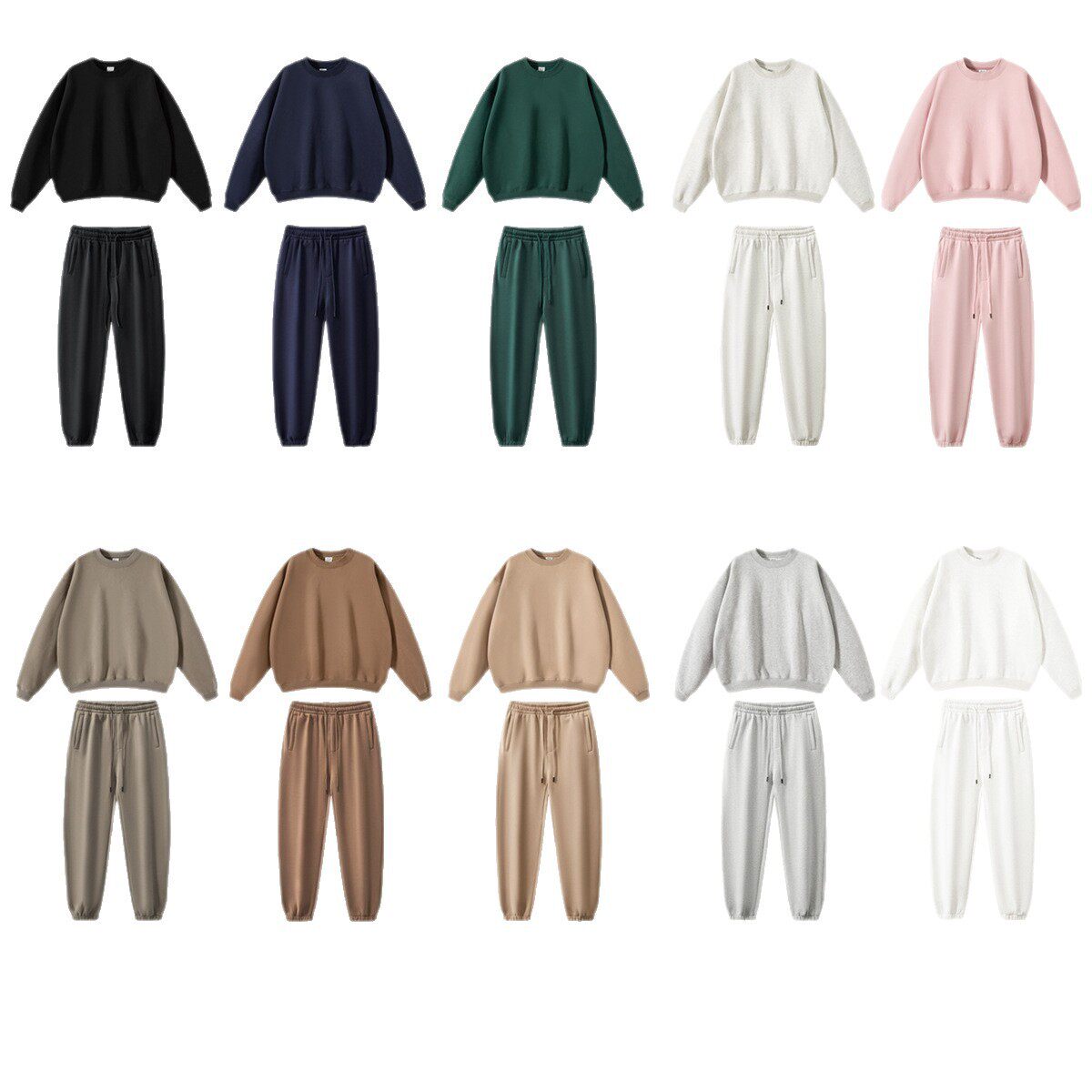 彩象岛男装丨秋冬350g多巴胺加绒oversize宽松潮牌男装卫衣裤套装