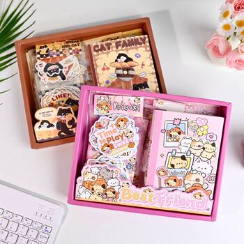 Senyou Kitten Gift Box Notebook Cute Cartoon Diary Primary School Student Thickened New High-Value Hand Ledger