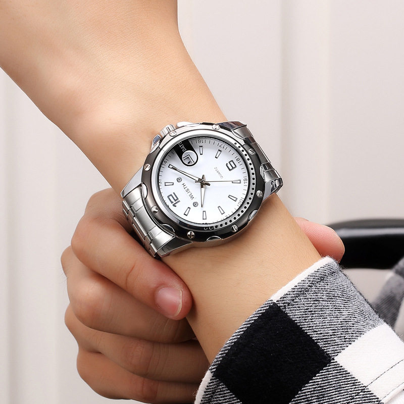 Walishi steel belt watch waterproof men's watch calendar business quartz watch large dial retro men's watch wholesale