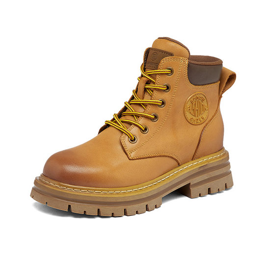 [First Layer Cowhide] Martin Boots Women's 2023 New Rhubarb Boots Women's Inner Height Boots Retro Big Leather Women's Short Boots