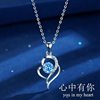Silver-Plated Necklace Love at First Sight Heart-Shaped Clavicle Chain with Diamond-Encrusted Heart Pendant Women's New Fashion Jewelry Direct from Manufacturer