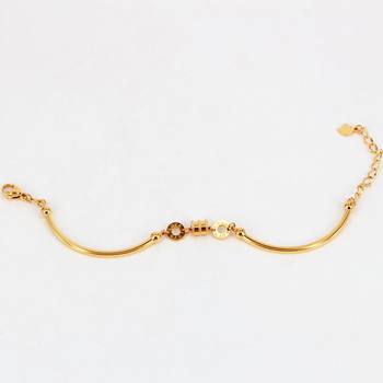 Curved Bar Half Bracelet, Small Waist Bracelet, Half Chain, Exquisite Niche High-End Gold Titanium Steel Hand Jewelry in Stock