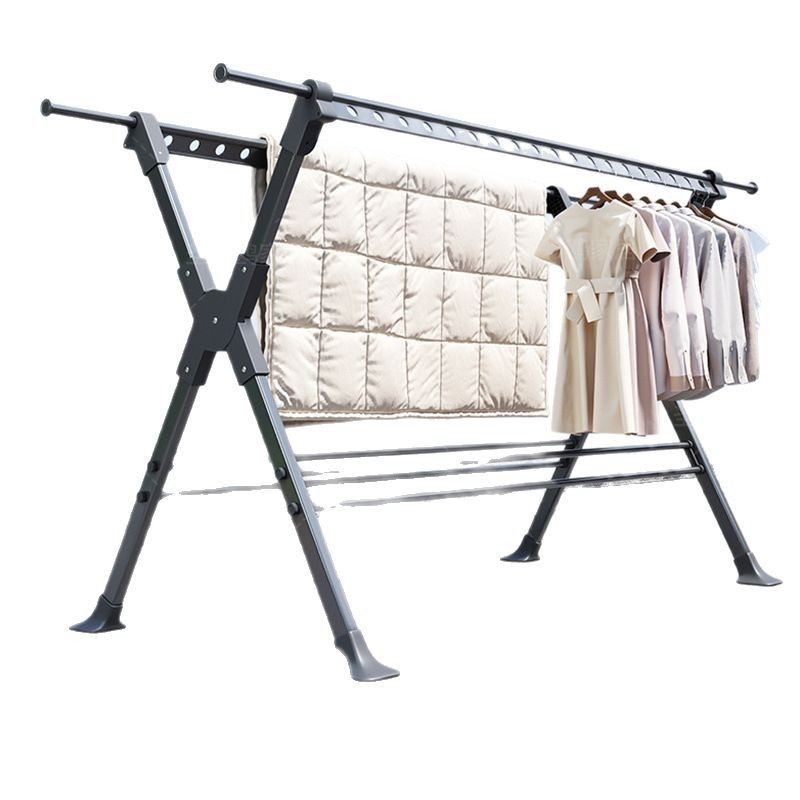 Modern Minimalist Household Floor-Standing Clothes Drying Rack for Bedroom Balcony, Aluminum Alloy Retractable Quilt Drying Artifact, Foldable Clothes Drying Rod