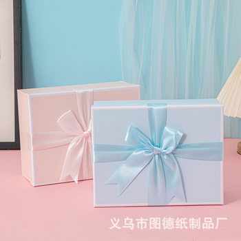 Large Pink Bow Tanabata Gift Box Birthday Gift Box Rectangular Hand Gift Box Skin Care Product Cover