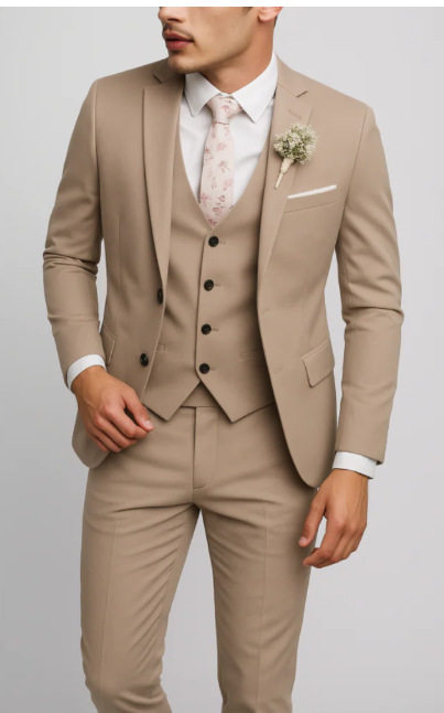 2024外贸时尚亚马逊男士新款西装套装修身两粒扣跨境西服三件套