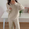 2025 New Autumn and Winter Fashion Suit Hooded Knitwear Slimming Look Wide-Leg Pants Knitted Suit Women's Two-Piece Set