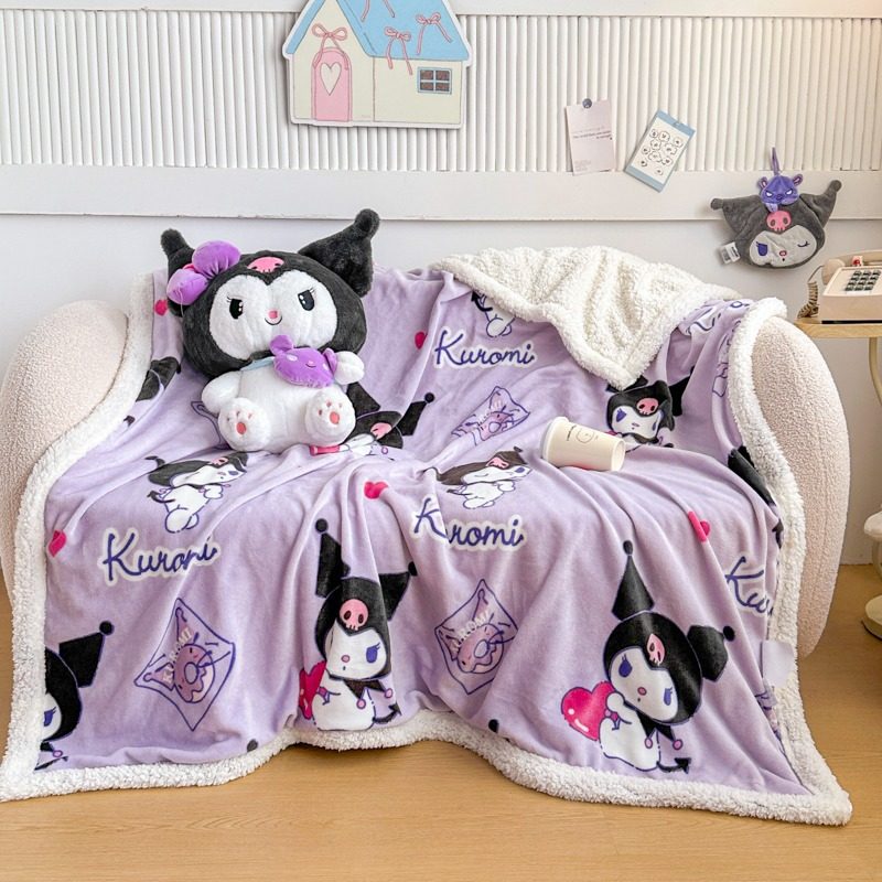 Sanrio Lamb Velvet Blanket Autumn and Winter Thickened Cartoon Warm Shawl Blanket Office Sofa Nap Blanket Gift Wholesale