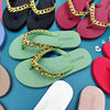23 New Fashion Flat Flip Flop Women's Summer Beach Shoes Chain Korean Style Rhinestone Women's Slippers Can Be Weared Outside in the Water