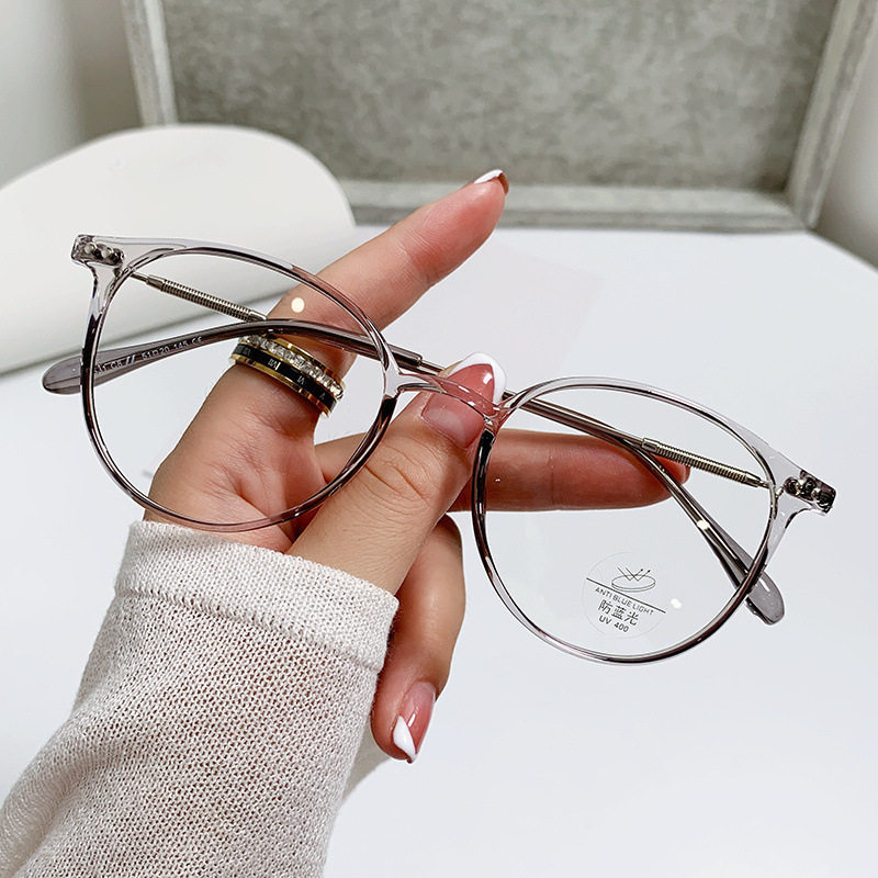 Red Riding Book Ultra-light Myopia Glasses Women's Cold Tea Anti-blue Glasses Round Face Can be Equipped with Optical Frame