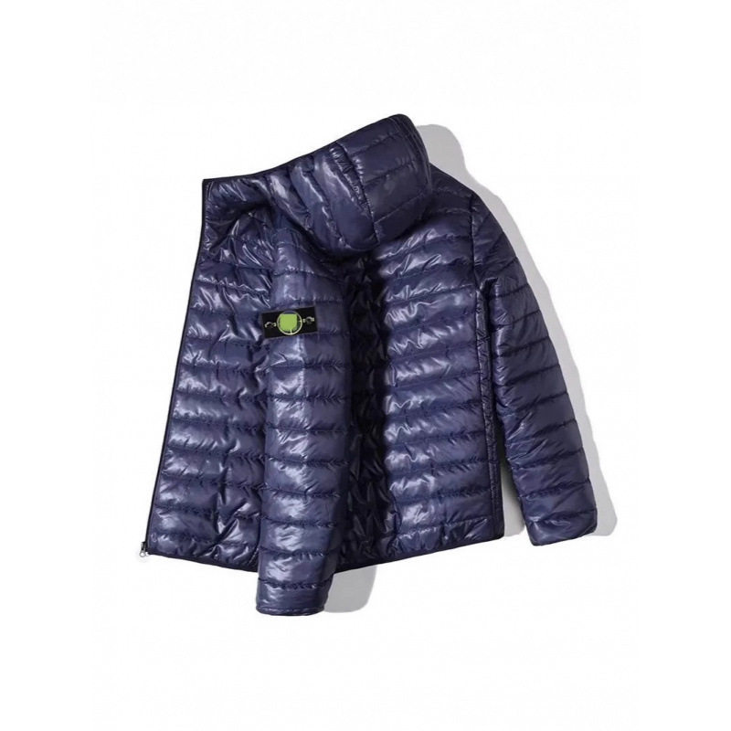 Cross-Border Trendy Brand Stone Classic Embroidered Armband down Jacket Hooded Zipper Jacket Top for Men and Women