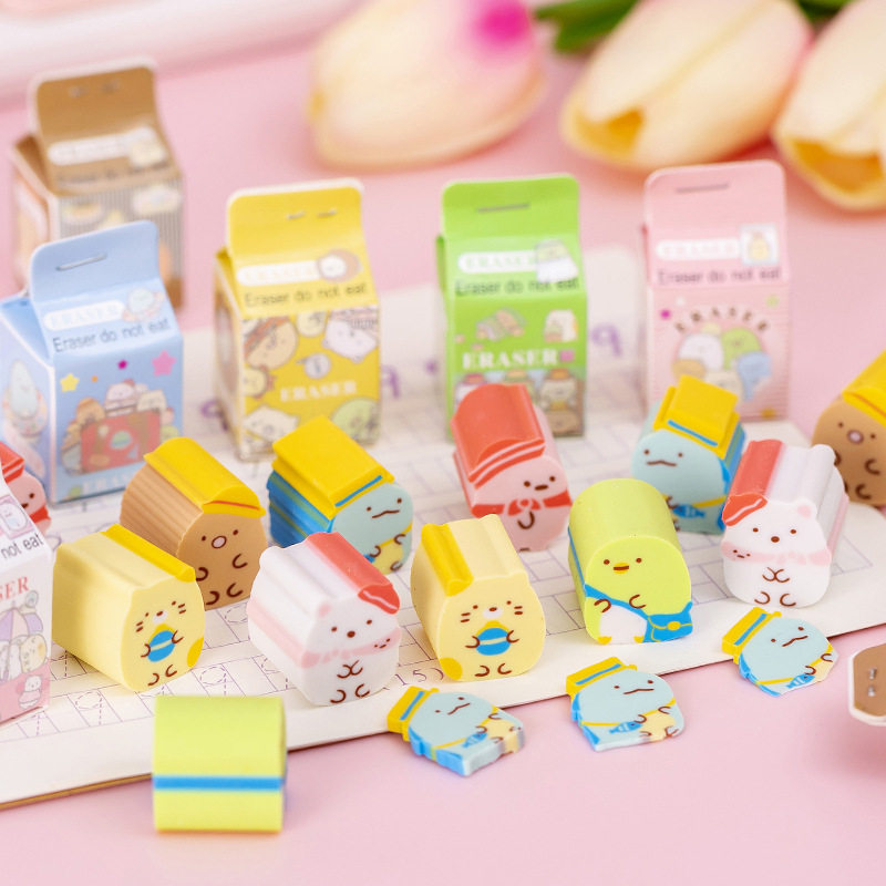 Cartoon tuanzi milk box eraser elementary school student prize learning stationery pencil eraser kindergarten small gift wholesale