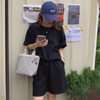 Solid Color suit Female Summer Students Loose Slimming Short-sleeved Shorts Salt Sweet Casual Sports Two-piece Set