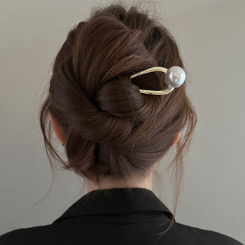 High-End Pearl U-Shaped Hairpin, Feminine Hairpin, 2025 New Style, New Chinoiserie Ball Headband, Hairpin