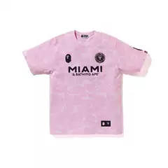 Japanese-Style Bape Miami Camouflage Embroidered Sleeve Patch Short-Sleeve T-Shirt Football Uniform Couple Shorts International Collaboration Messi