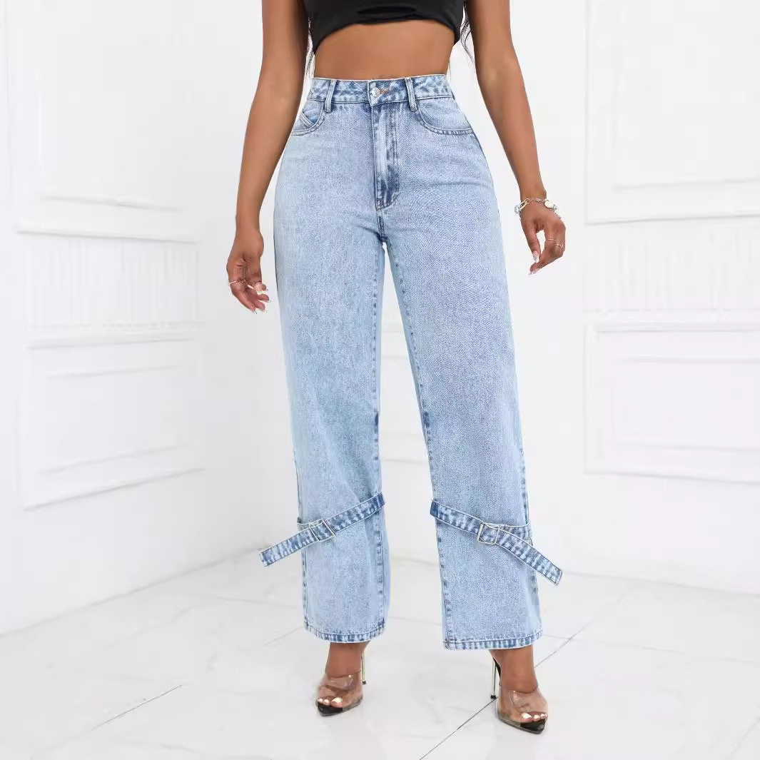 High Waisted Loose Fit Straight Leg Jeans Womens Denim Trousers Casual Wear for Everyday Use Wholesale Available