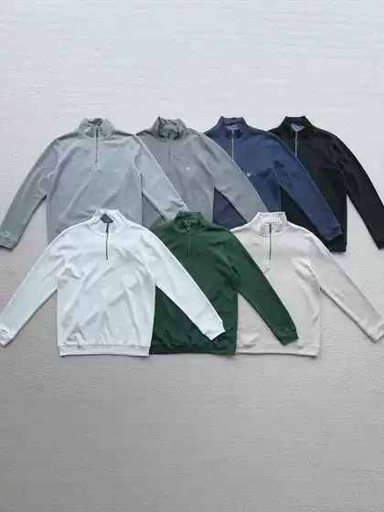 Cross-Border Supply Rl Ralph Lauren Women's Half-Zip Sweatshirt with Rl Pony Logo Embroidery, Couple Style, Stand Collar, Long Sleeve, Men's