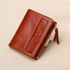 Genuine Leather Short Wallet Top Layer Oil Wax Cowhide Vintage Wallet Multi-Card Holder Vertical ID Card Bag Coin Pocket