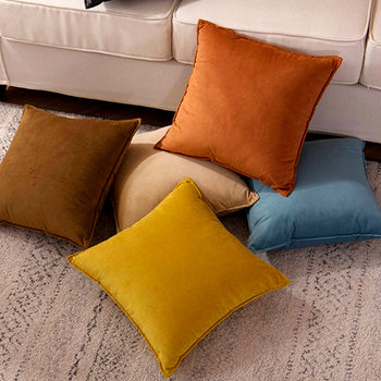 Velvet Pillowcase Solid Color Sofa Cushion Simple Living Room Cushion Cover Nordic Cushion Modern Lumbar Pillowcase