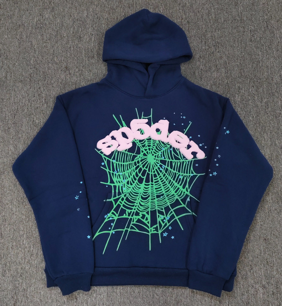 跨境爆款连帽衫555555美潮街头重磅宽松Sp5der卫衣卫裤男套装现货