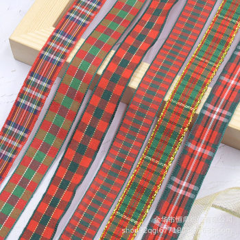 Christmas Ribbon Holiday Decoration Christmas Tree Decoration Plaid Ribbon Flower Gift Packaging Ribbon Spot Wholesale
