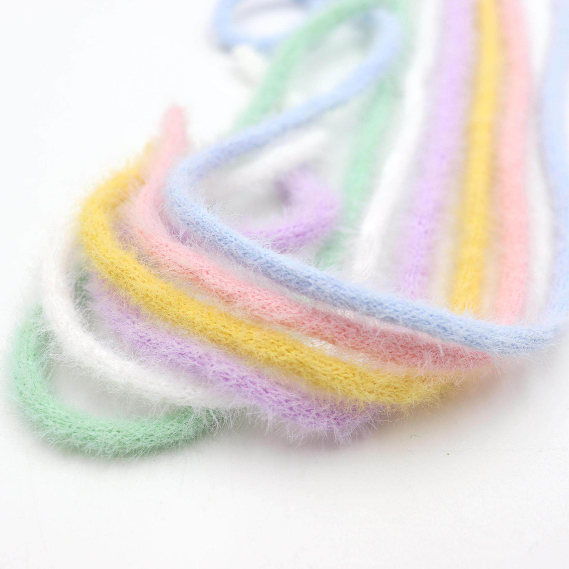 5mm Candy Color Imitation Mink Plush Velvet Rope Hollow Webbing Plush Knitted Round Rope Clothing Accessories Hair Accessories