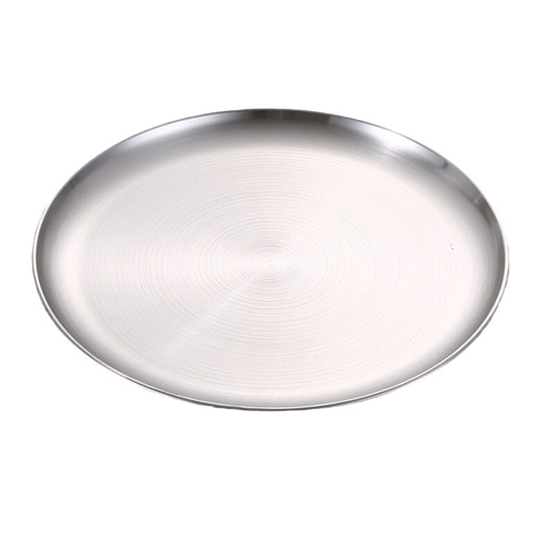 304 Stainless Steel Plate Korean Style Self-service Barbecue Plate Crafts Tray Cake Disc Western Food Plate Barbecue Fruit Plate
