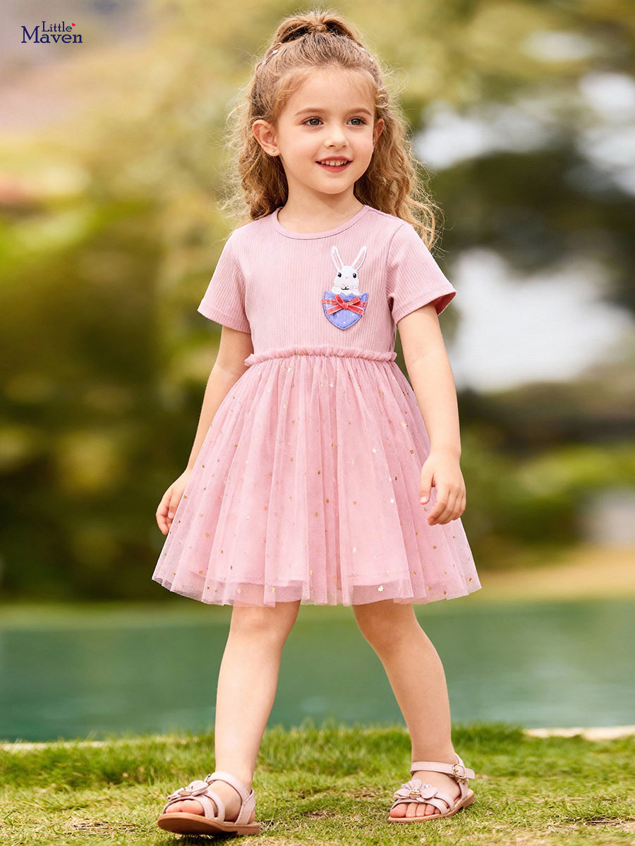 Girls' Dress Wholesale, Cute Kids' Dress, Applique Summer Kids' Skirt