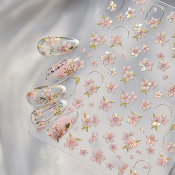 Tomoni Hot Stamping Nail Art Stickers Ins Popular Dreamy Small Fresh Nail Stickers Fairy Pink Rose Stickers Jewelry