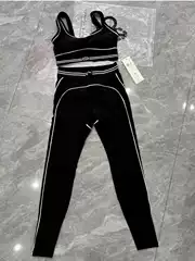 Cross-Border Foreign Trade New Product Sports Style Casual Striped Yoga Set High Elasticity Quick-Dry Sports Vest Tight-Fitting Long Pants for Women