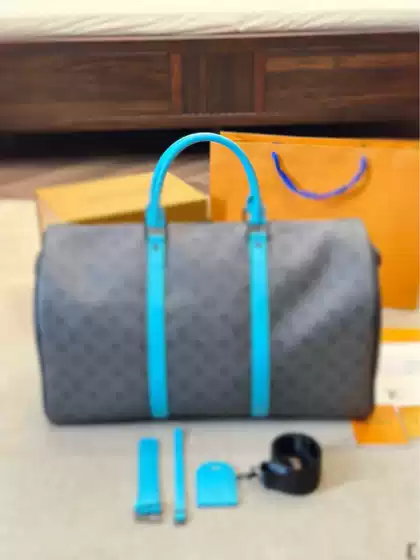 High-End Leather Texture Monogram Travel Bag, Large Capacity Women's Sports Fitness Handbag, Men's Travel Shoulder Crossbody Bag
