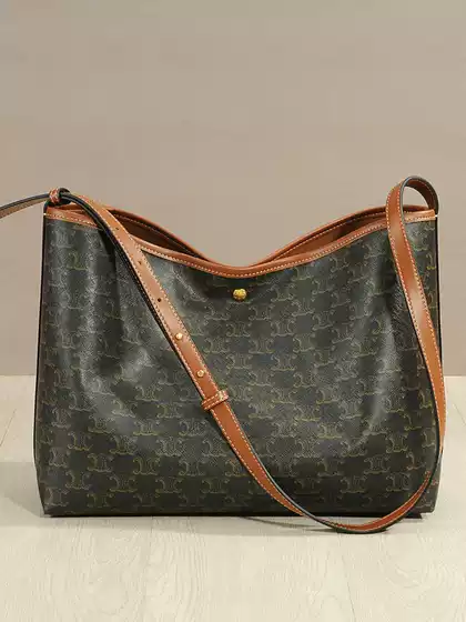 Vintage Triumphal Arch Monogram Leather Tote Bag for Women, Large Capacity Commuter Shopping Bag, Shoulder and Crossbody