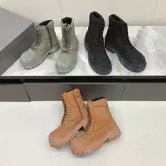 European Retro Distressed Canvas Boots Unisex Fashion Couple Versatile Zipper Work Martin Boots
