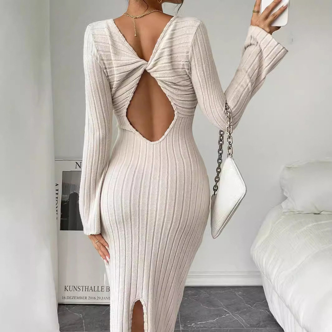 Sexy Backless High Waist Split Maxi Dress Elegant Design Spring Summer Style Wholesale Availability