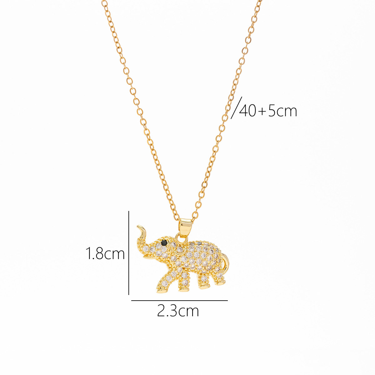 Cross-border micro-inlaid zircon elephant titanium steel necklace women's ins all-match niche design European and American style clavicle chain jewelry