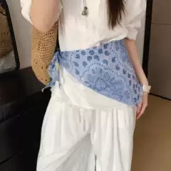 Korean-Style Paisley Silk Scarf, Retro Ethnic Style Neck Scarf, Niche Printed Waist Belt Accessory