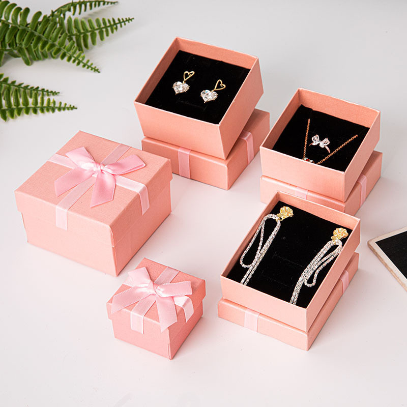 Factory in stock holiday English letter jewelry box bow multi-size jewelry box Jewelry necklace gift box