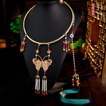 Ancient Style Han Dynasty Yingluo Necklace Classical Retro Palace Alloy Butterfly Ming Palace Horse Face Skirt Necklace Accessories